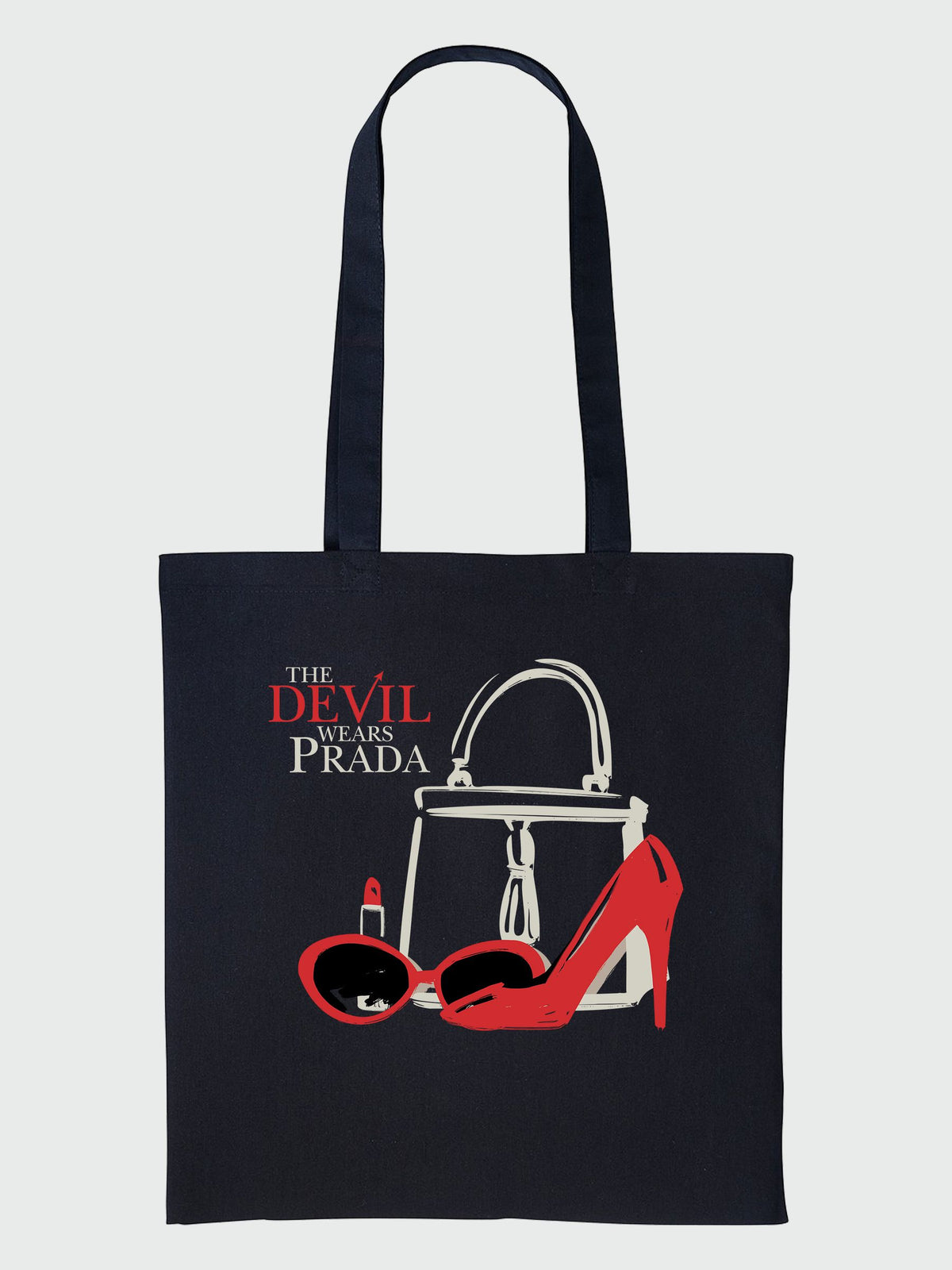 Brands In Black Disney Devil Wears Prada icons tote bag, imported from the UK