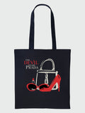 Brands In Black Disney Devil Wears Prada icons tote bag, imported from the UK