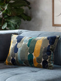 Navy blue retro cut velvet cushion 40x59cm, UK version