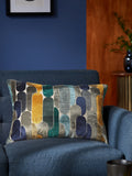 Navy blue retro cut velvet cushion 40x59cm, UK version