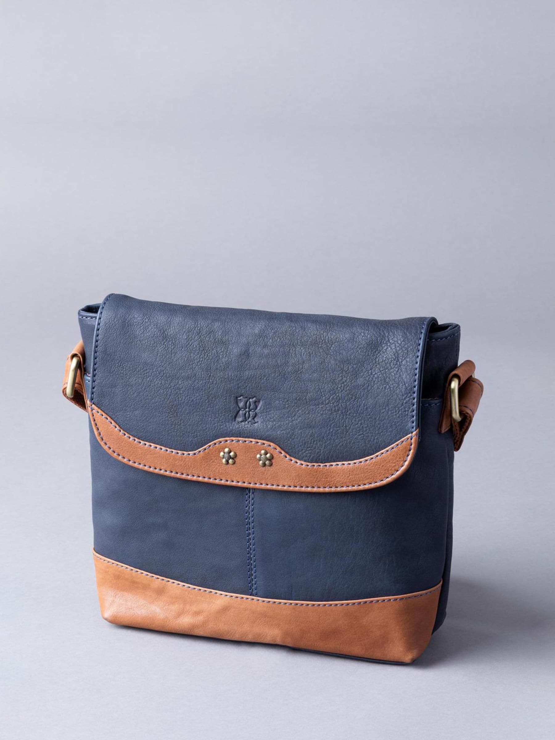 Lakeland Leather Navy Hartsop cross-body bag, imported from the UK