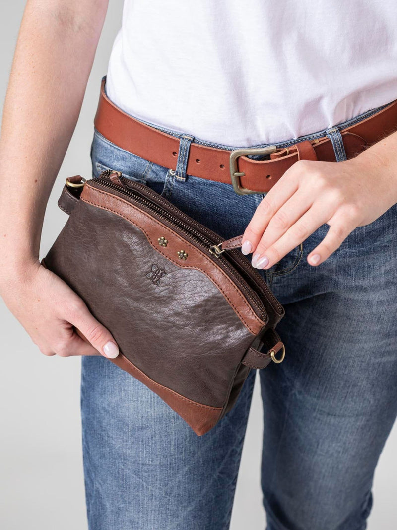 Lakeland Leather dark brown Hartsop zip cross-body bag - British product