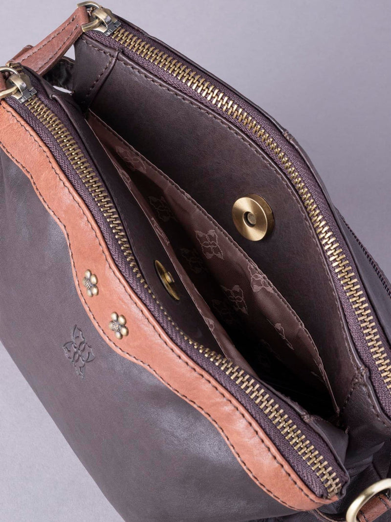 Lakeland Leather dark brown Hartsop zip cross-body bag - British product