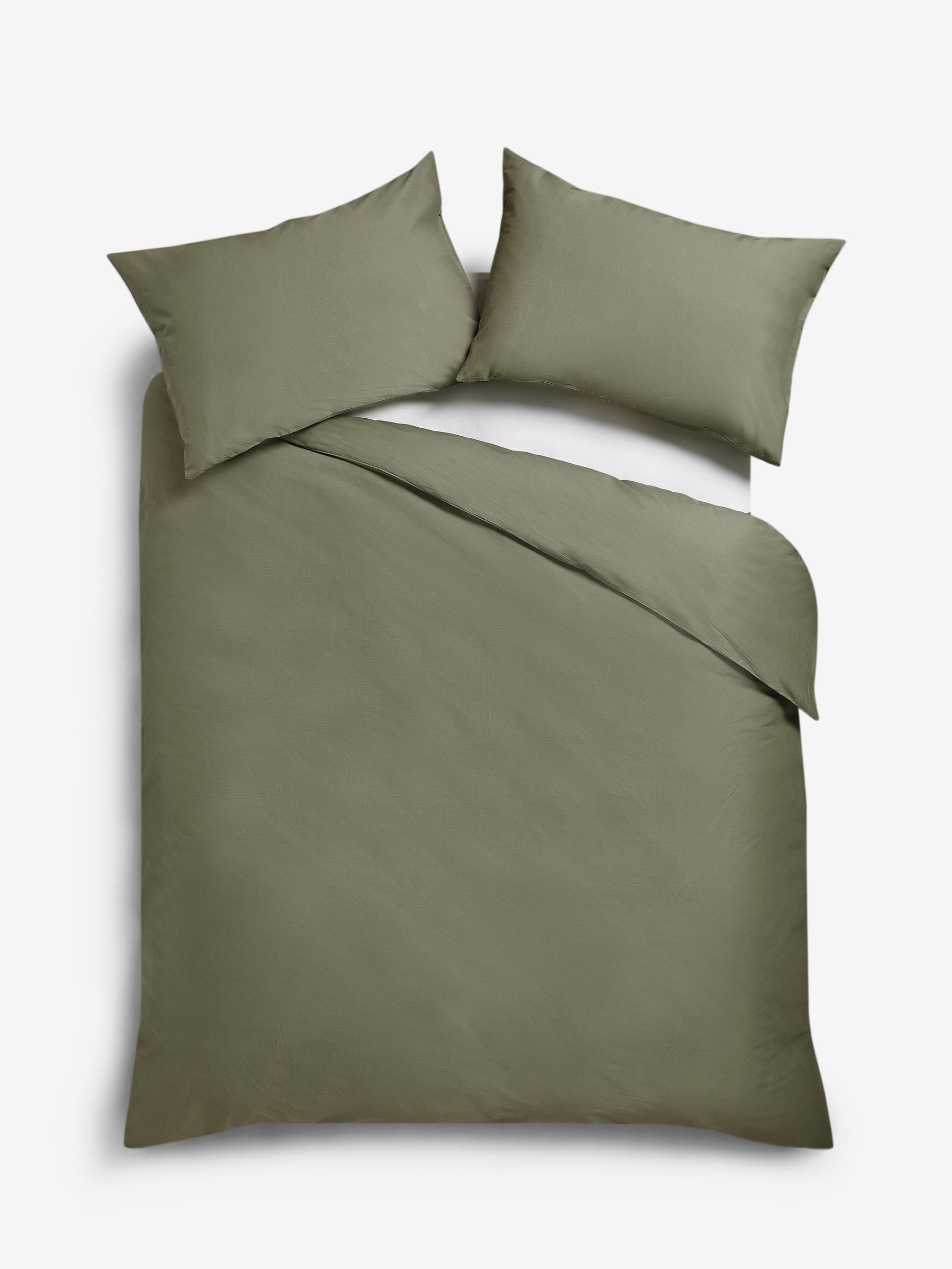 Green olive duvet cover and pillowcase set, UK version