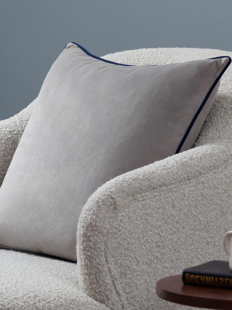 Furn Silver Navy Meridian Velvet 55 x 55cm Cushion