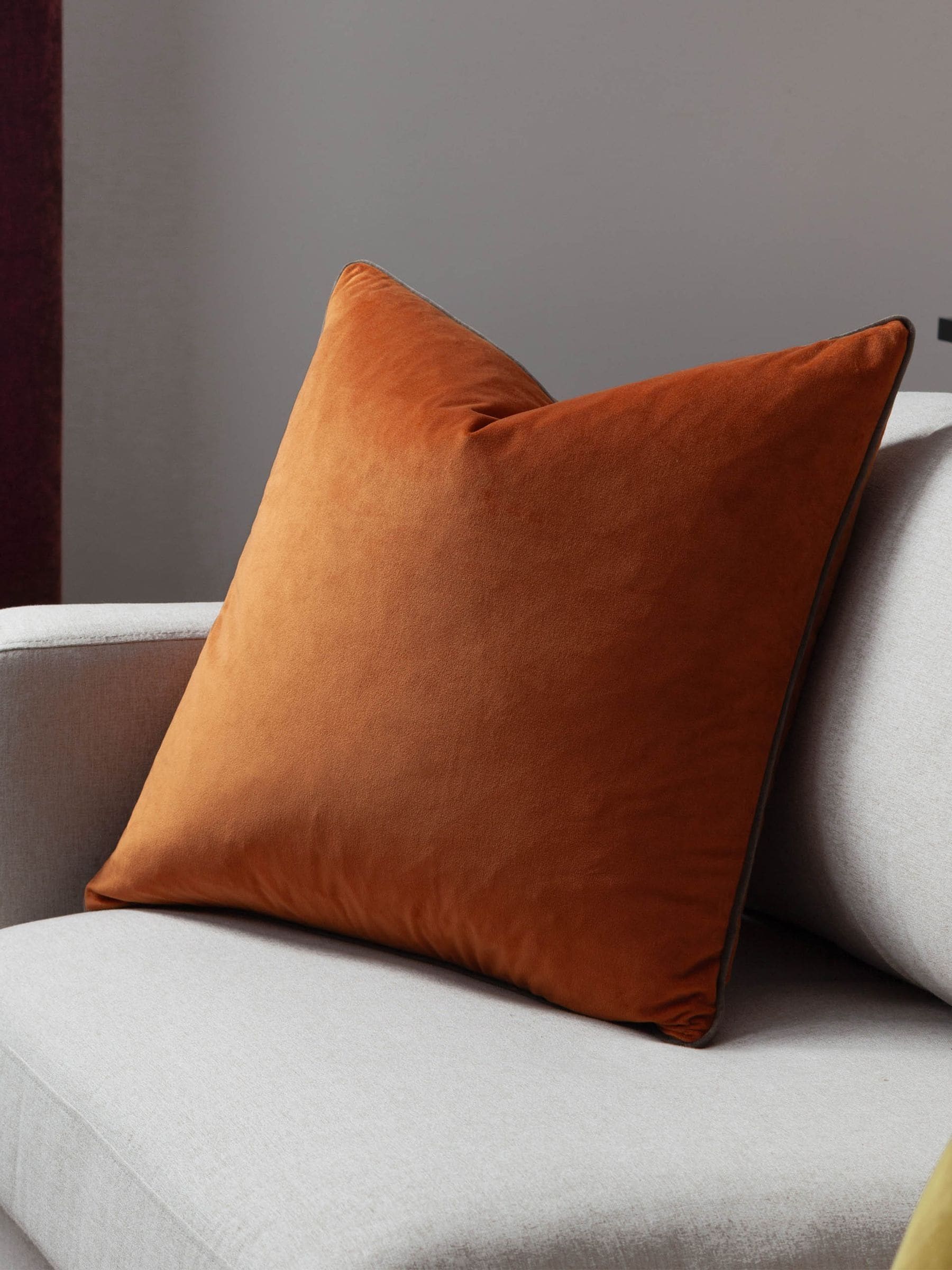 Furn Pumpkin Mocha Meridian Velvet 55 x 55cm Cushion