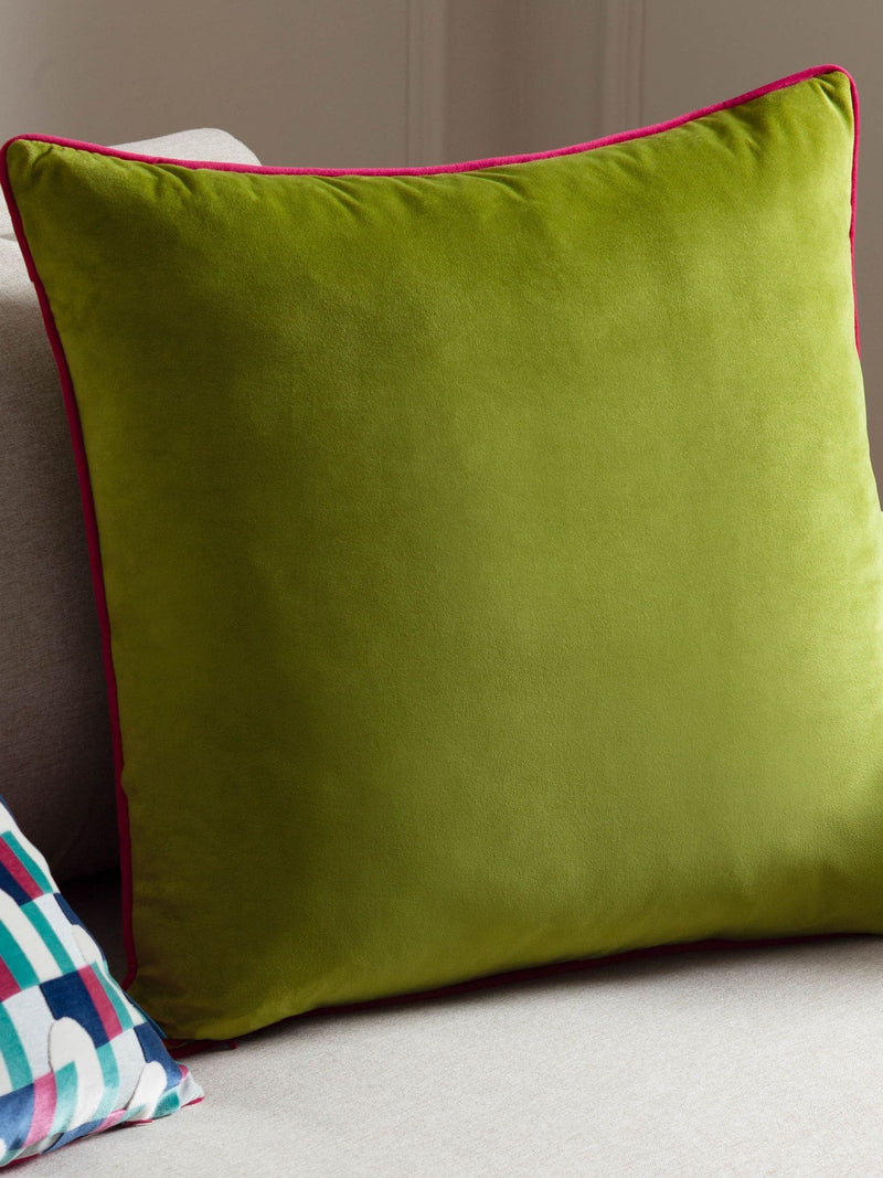 Furn Meridian Velvet Cushion lime green, UK version