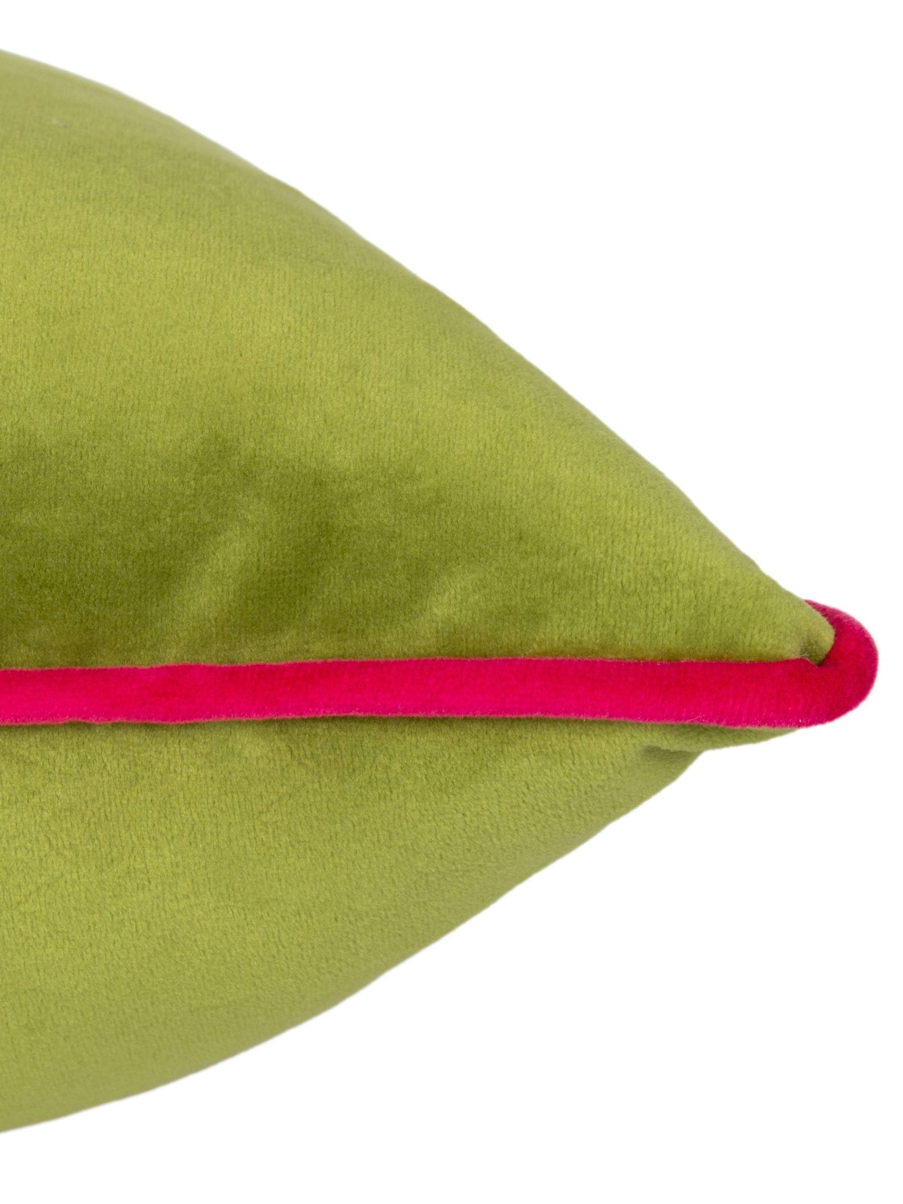 Furn Meridian Velvet Cushion lime green, UK version