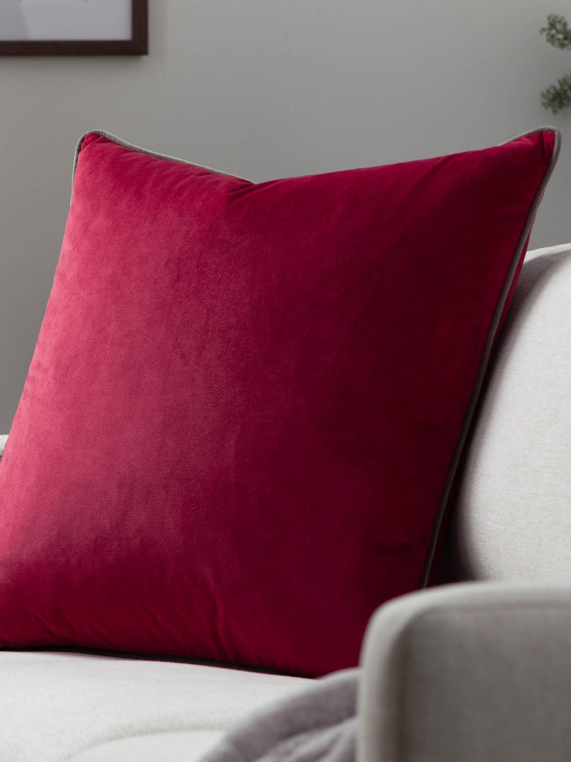 Furn Cranberry Mocha Meridian Velvet 55 x 55cm Cushion
