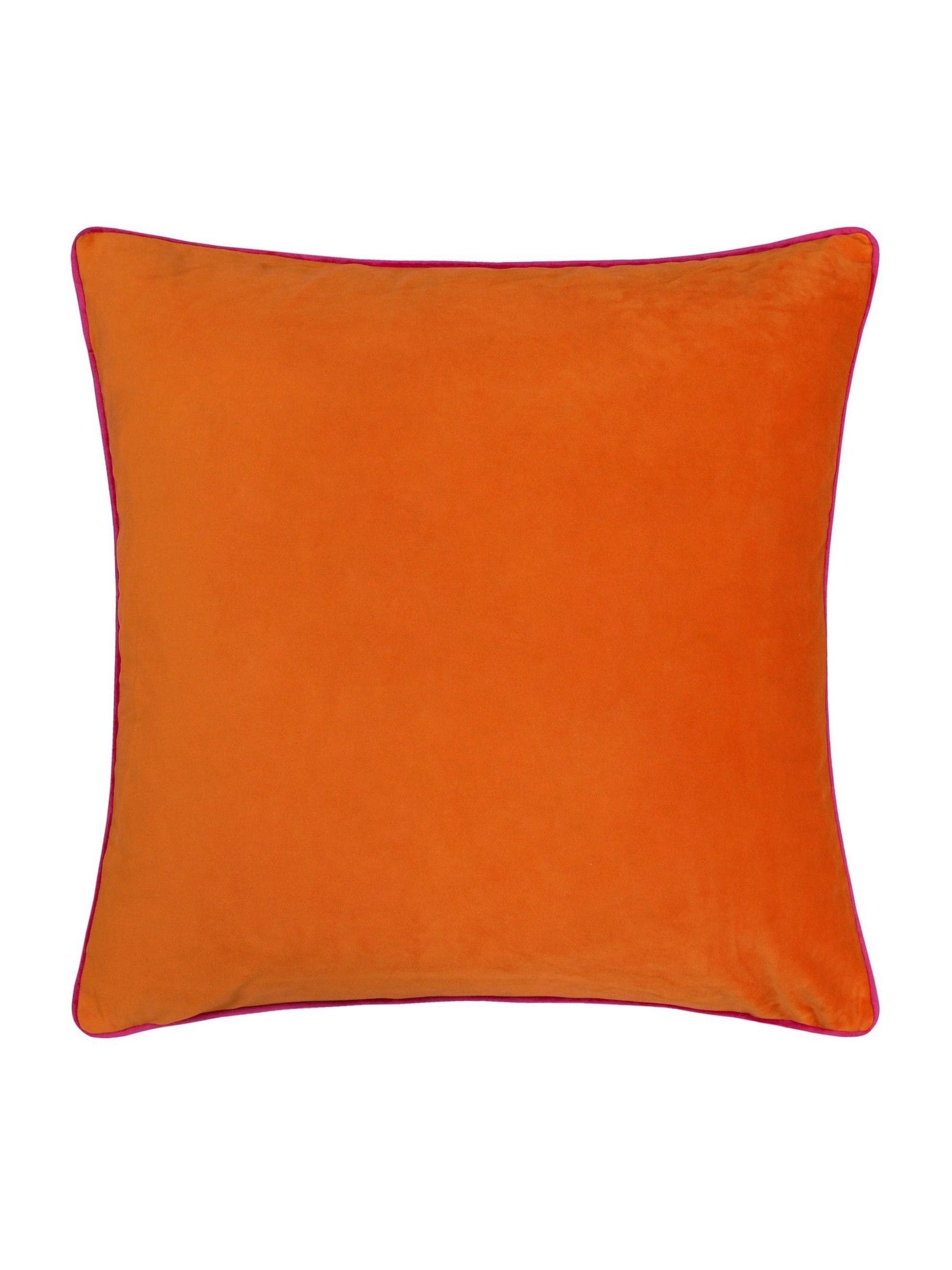 Furn orange velvet cushion with piped trim (British brand)