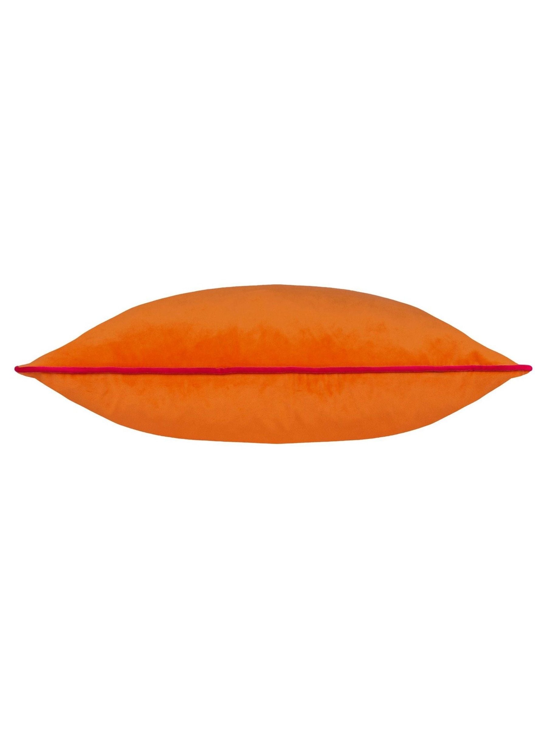 Furn orange velvet cushion with piped trim (British brand)