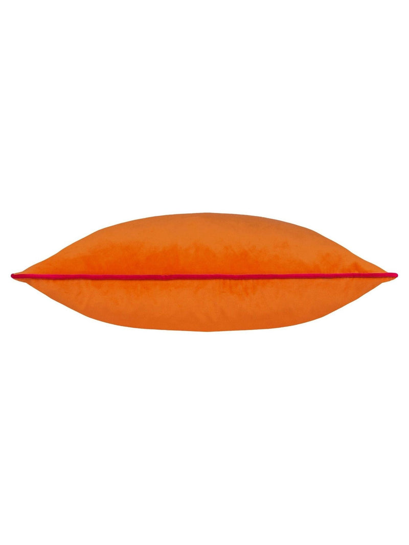 Furn orange velvet cushion with piped trim (British brand)