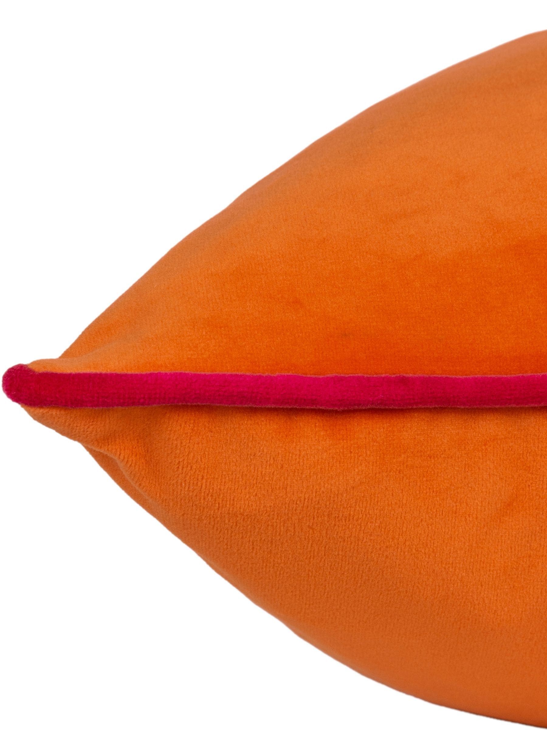 Furn orange velvet cushion with piped trim (British brand)