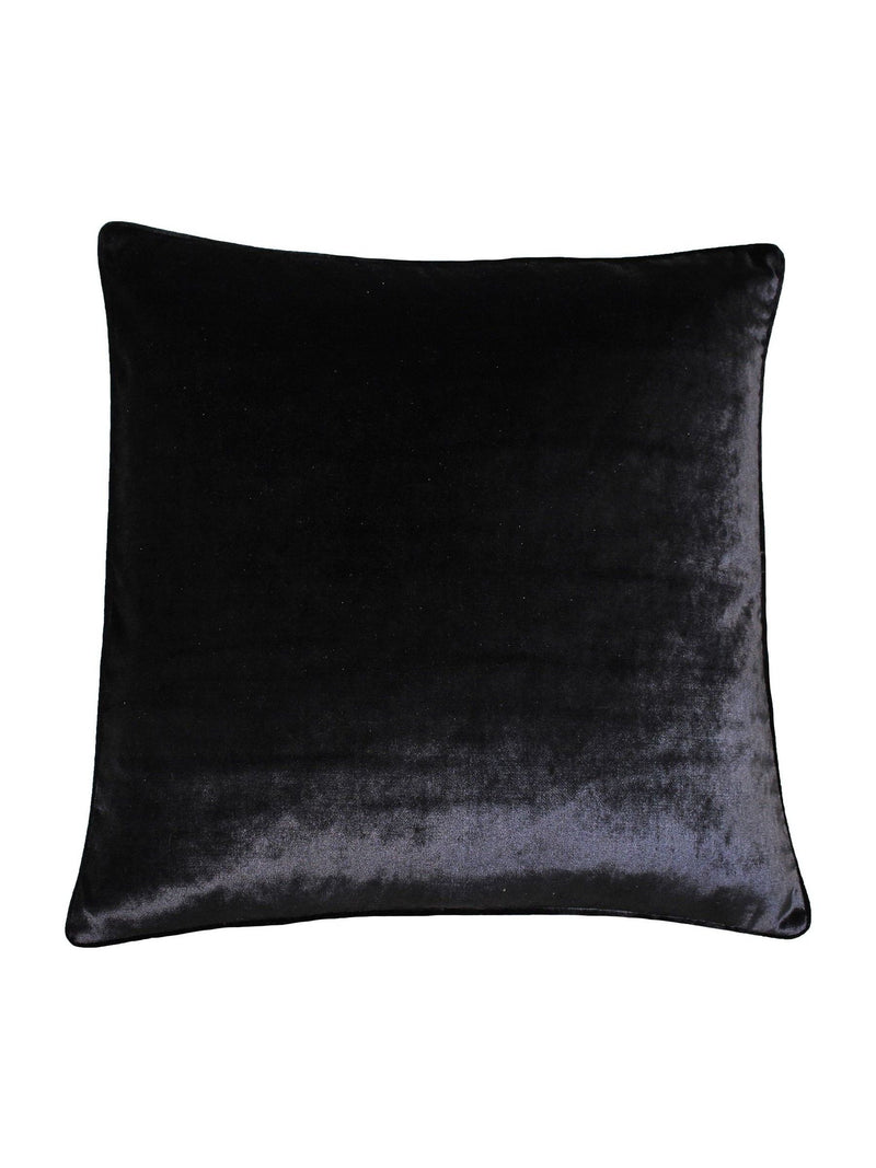 Riva Paoletti black luxe velvet cushion 55cm - British product