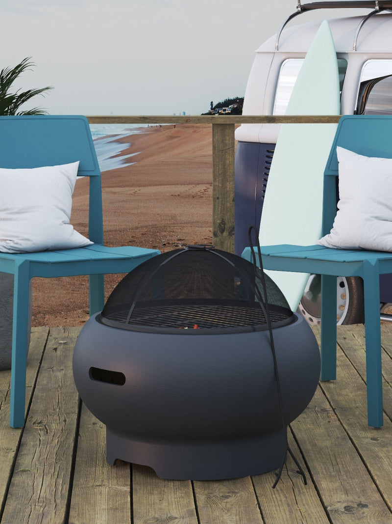 Novogratz Asher red garden fire pit, imported from the UK