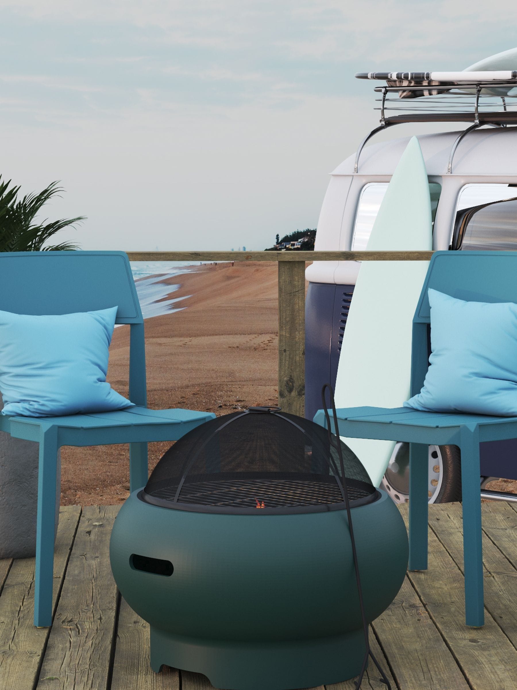 Novogratz Asher Red Outdoor Fire Pit