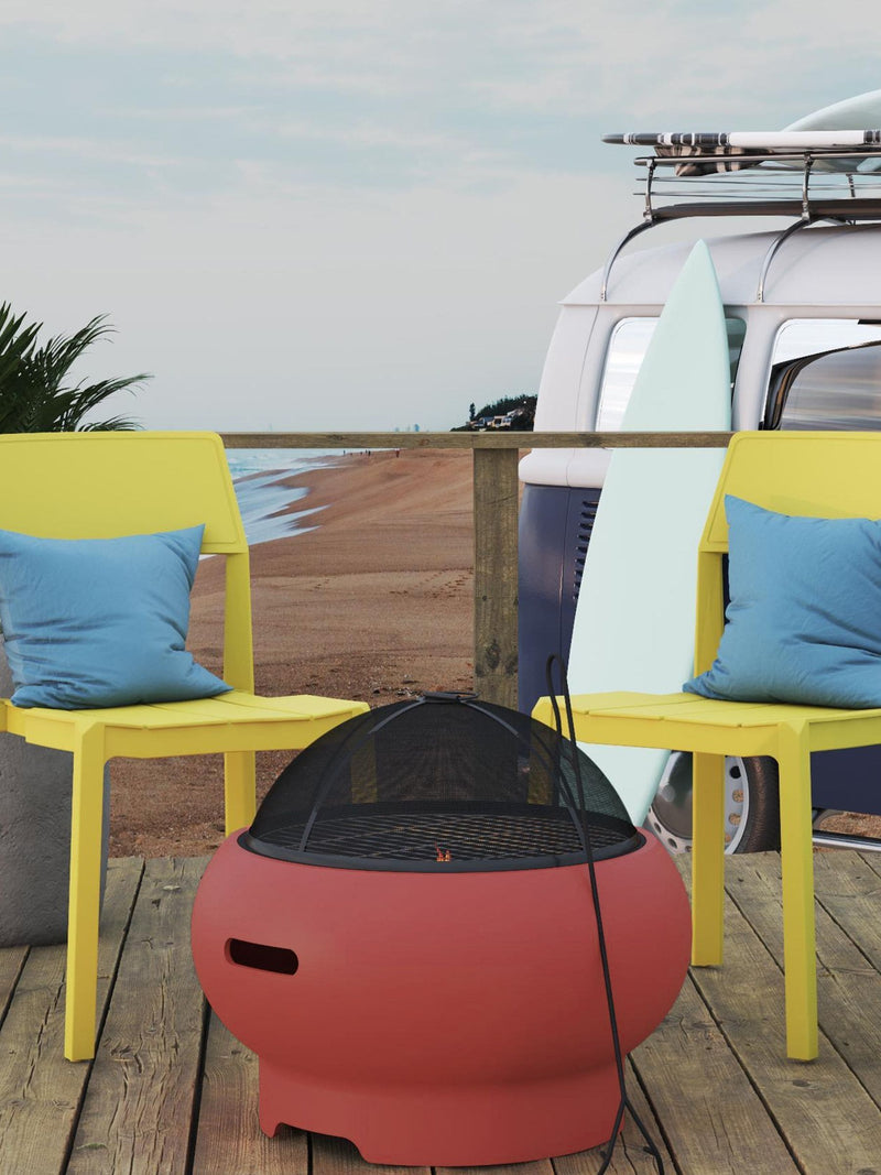 Novogratz Asher red garden fire pit, imported from the UK
