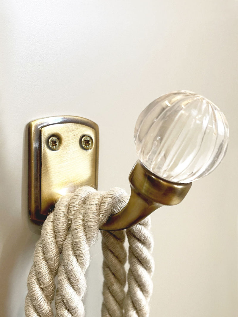Laura Ashley antique brass glass hooks pair - British product
