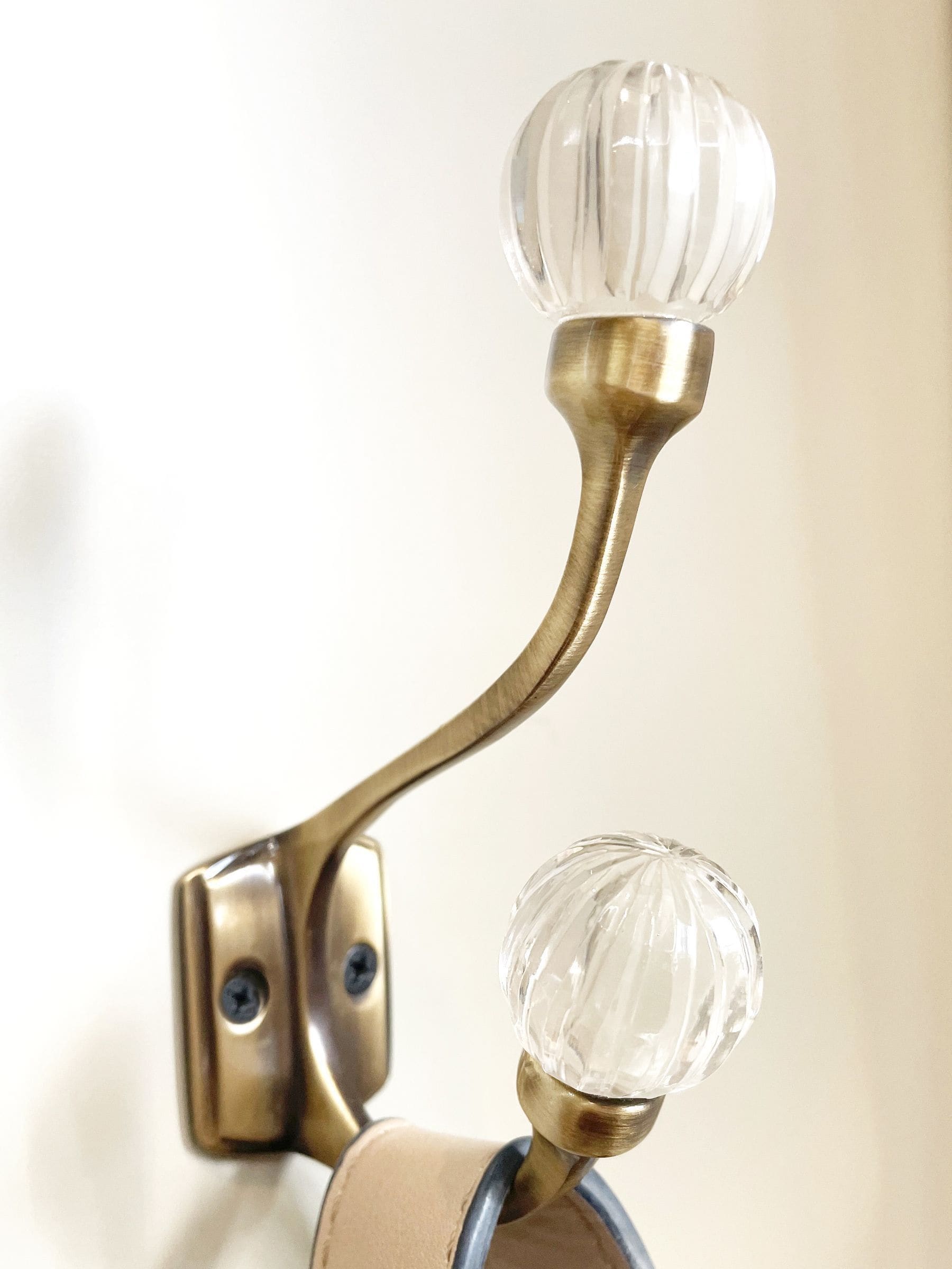 Laura Ashley Vivien glass double hook antique brass - British product
