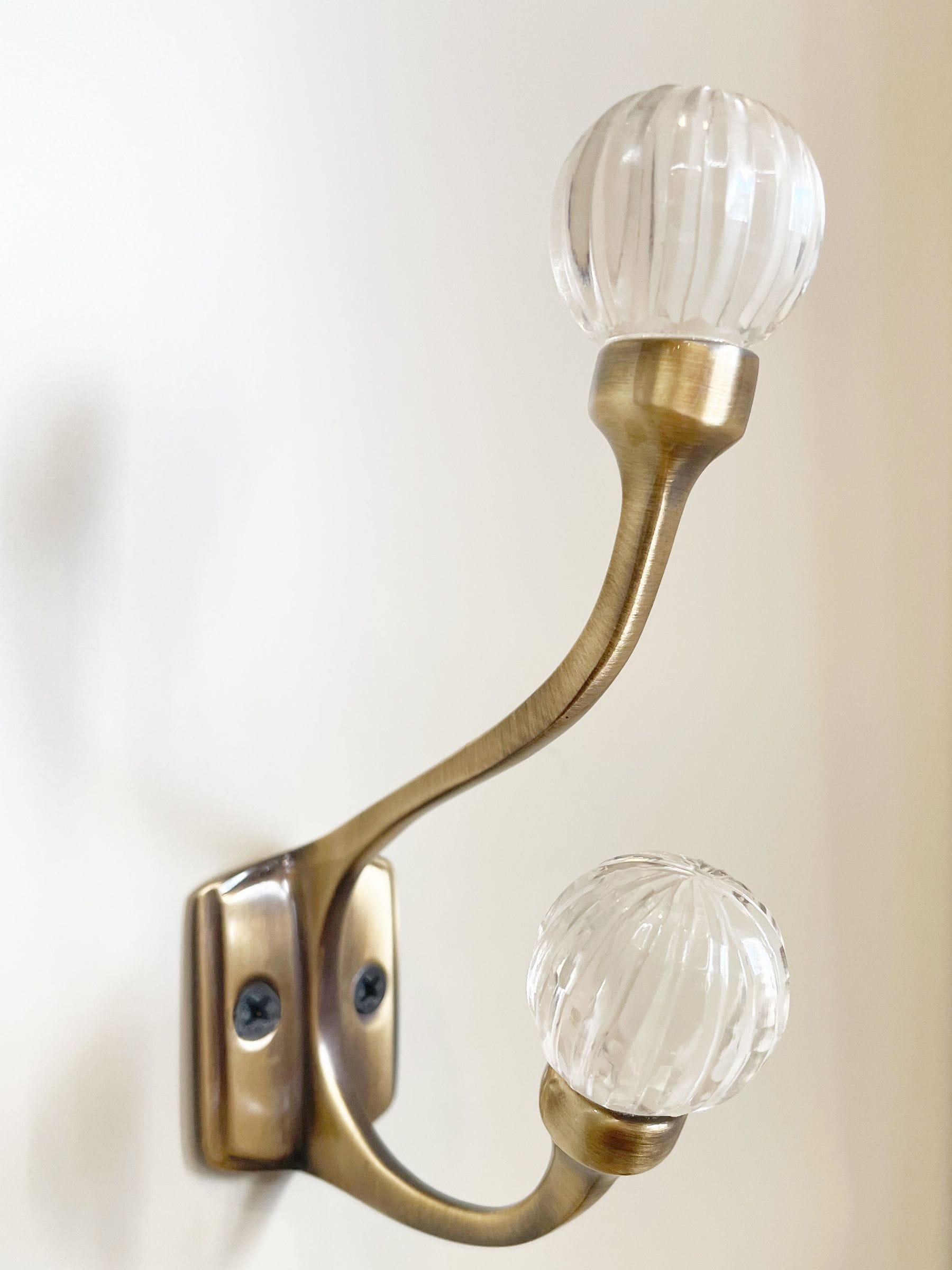 Laura Ashley Vivien glass double hook antique brass - British product