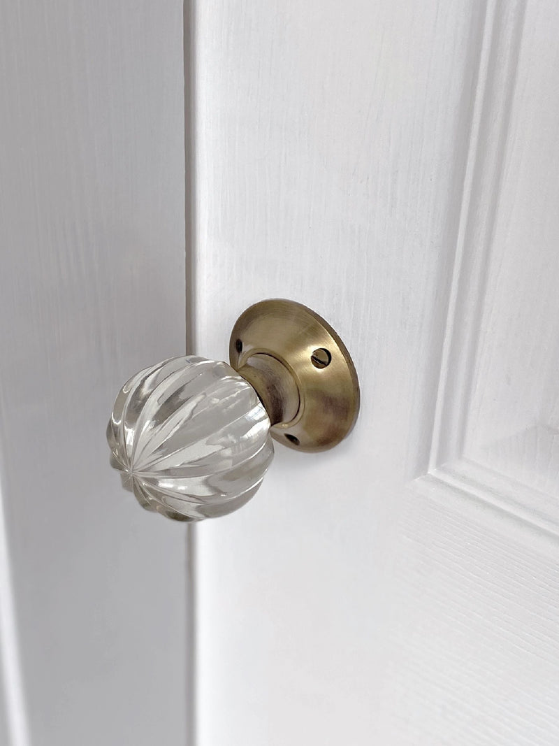 Laura Ashley Chrome Vivien Glass Mortice Door Knob Pair