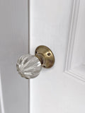 Laura Ashley Chrome Vivien Glass Mortice Door Knob Pair
