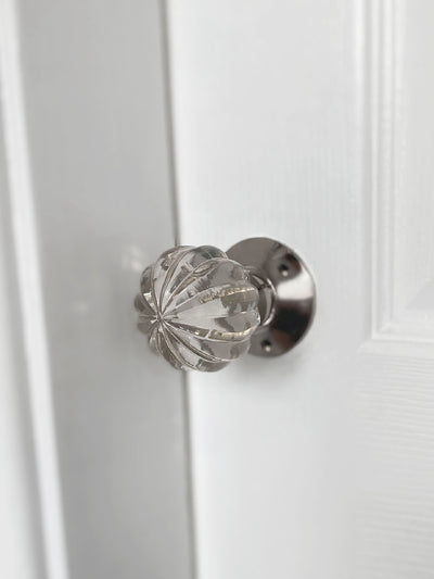 Next Laura Ashley Chrome Vivien Glass Mortice Door Knob Pair- Buy online at McGrocer
