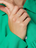 Sterling silver wishbone ring with clear gemstones (British brand)