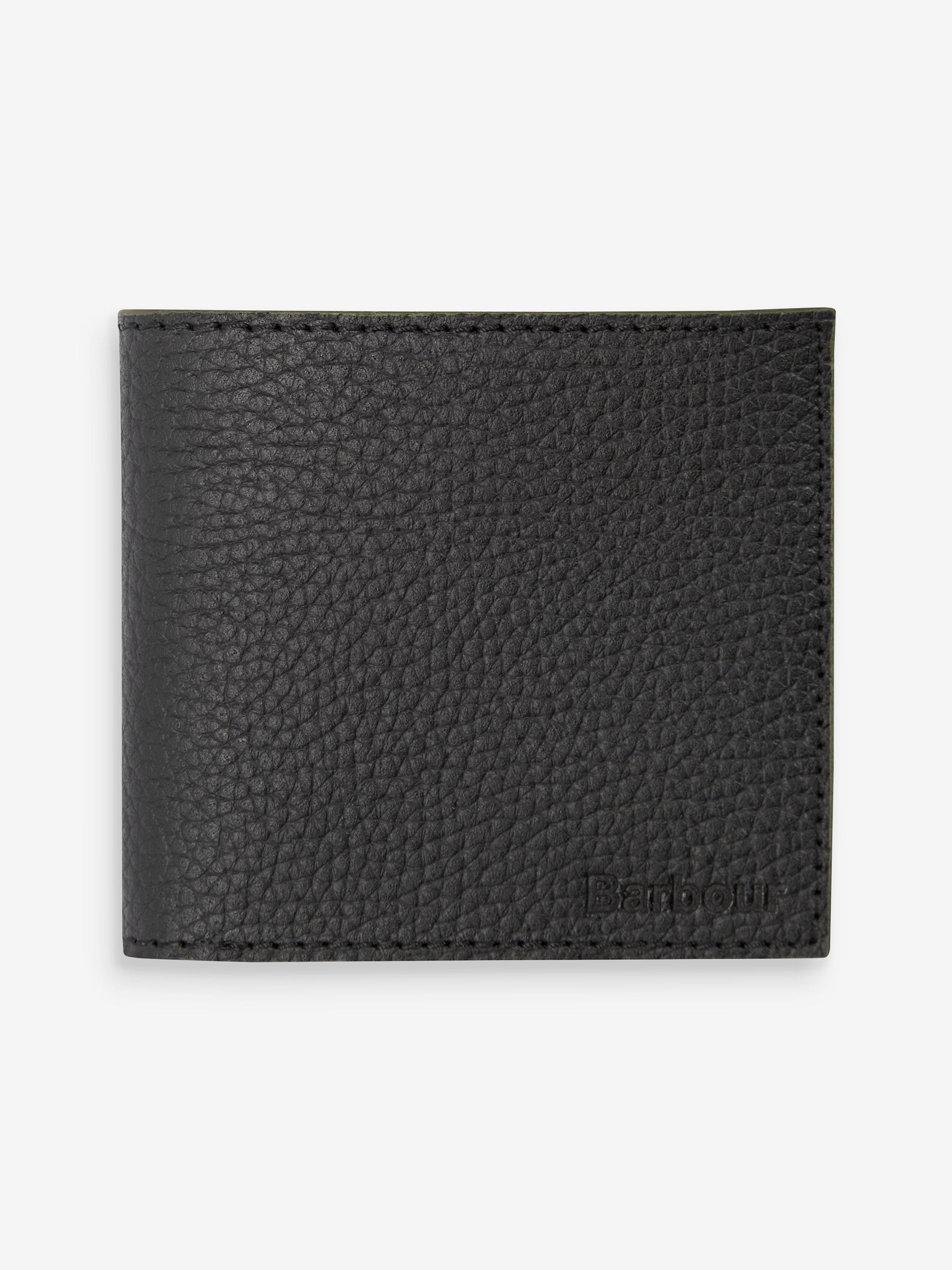 Barbour black grain leather bifold wallet (British brand)