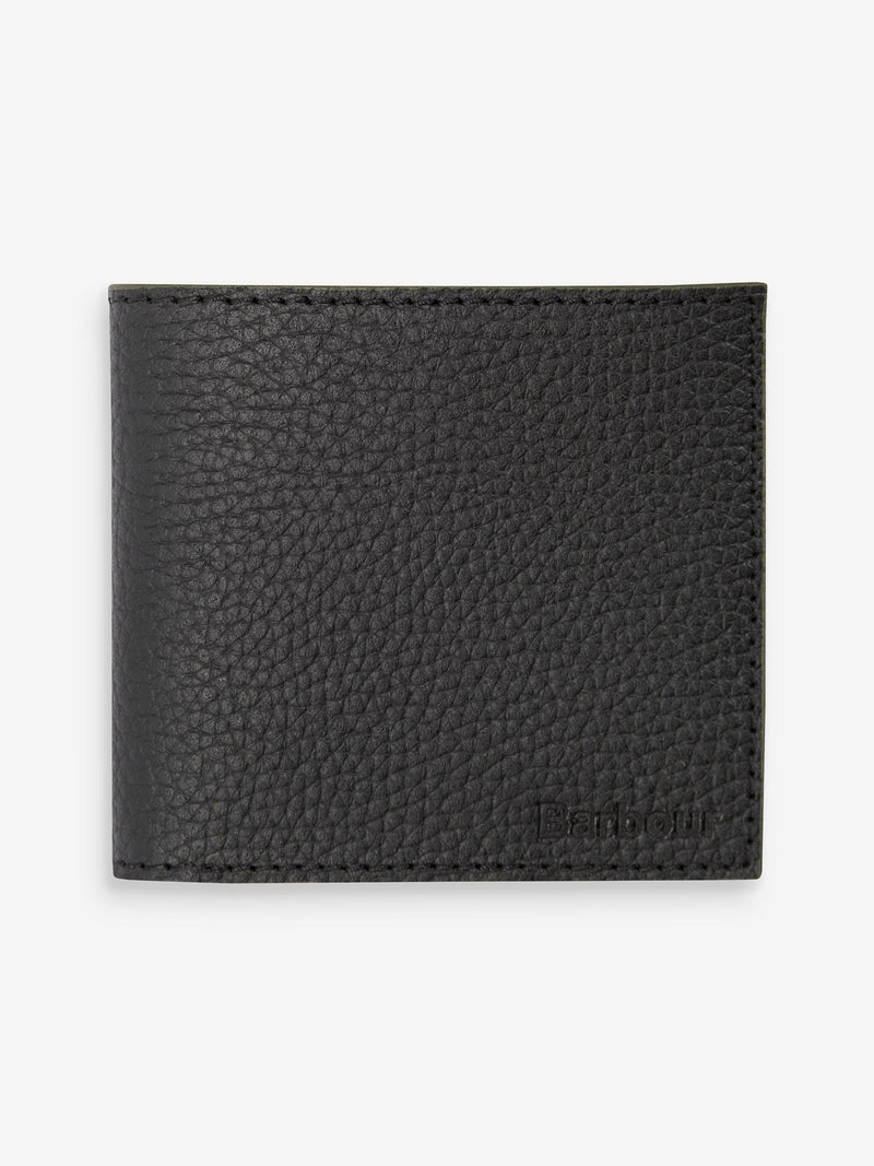 Barbour black grain leather bifold wallet (British brand)