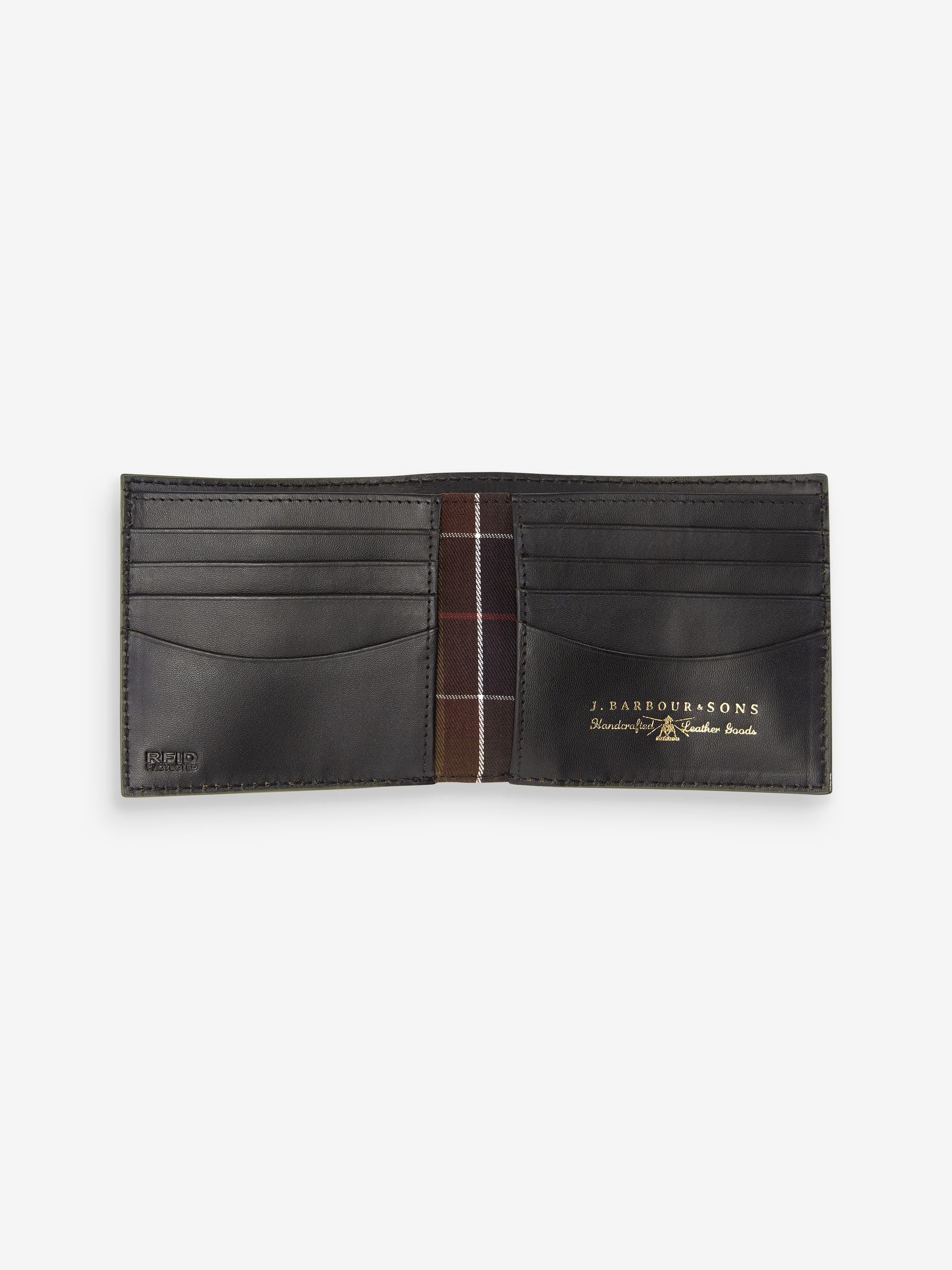 Barbour black grain leather bifold wallet (British brand)