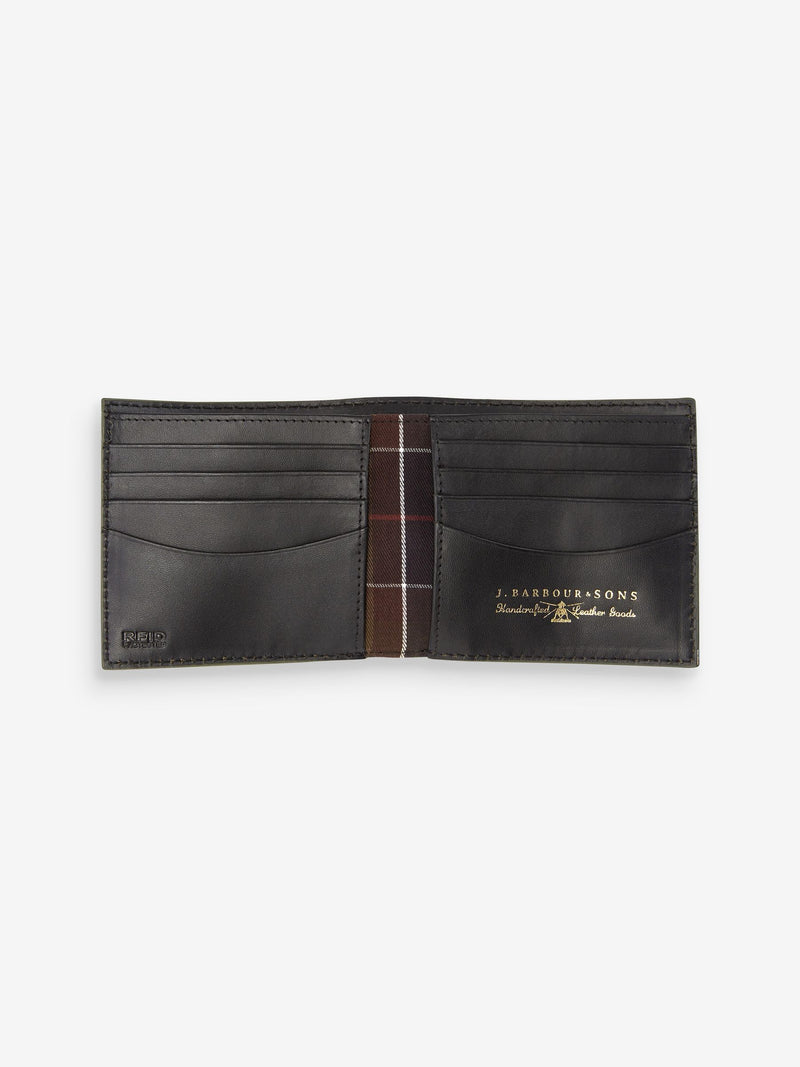 Barbour black grain leather bifold wallet (British brand)