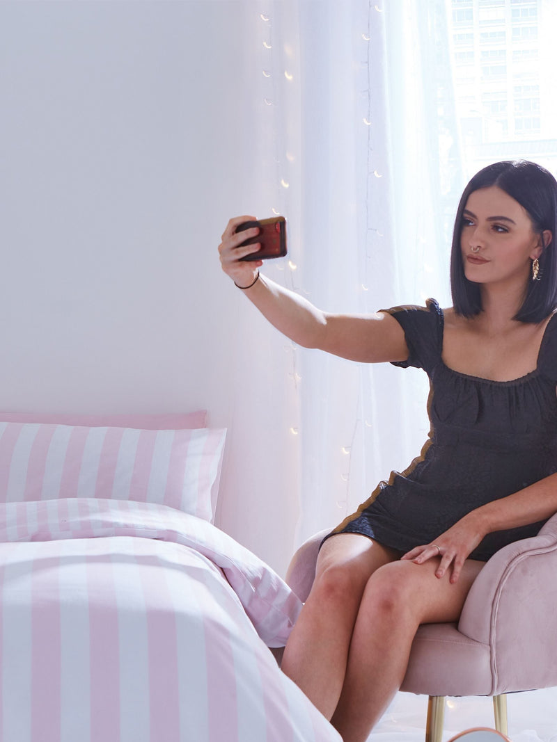 Sassy B Pink Stripe Tease duvet cover and pillowcase set (British brand)