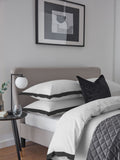 White/Black Cotton Rich Oxford Duvet Cover and Pillowcase Set