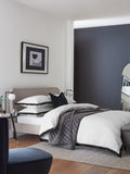 White and black cotton-rich duvet cover and pillowcase set (British brand)