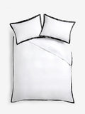 White and black cotton-rich duvet cover and pillowcase set (British brand)