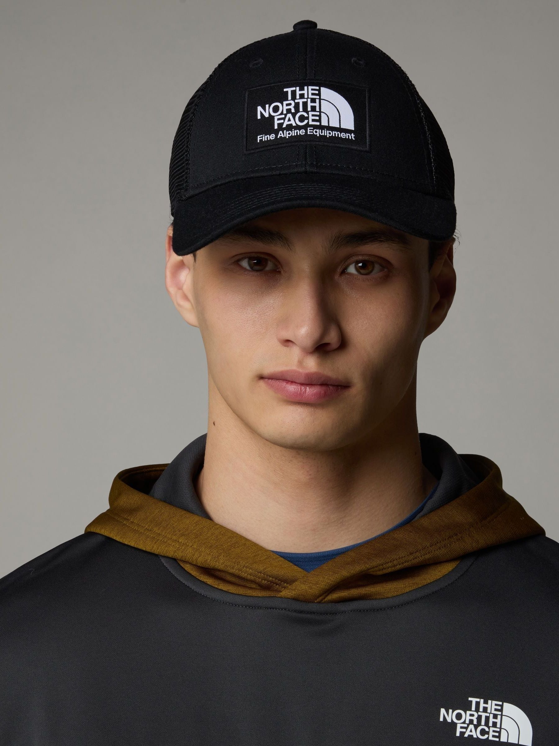 The North Face Black Mudder trucker hat (British brand)