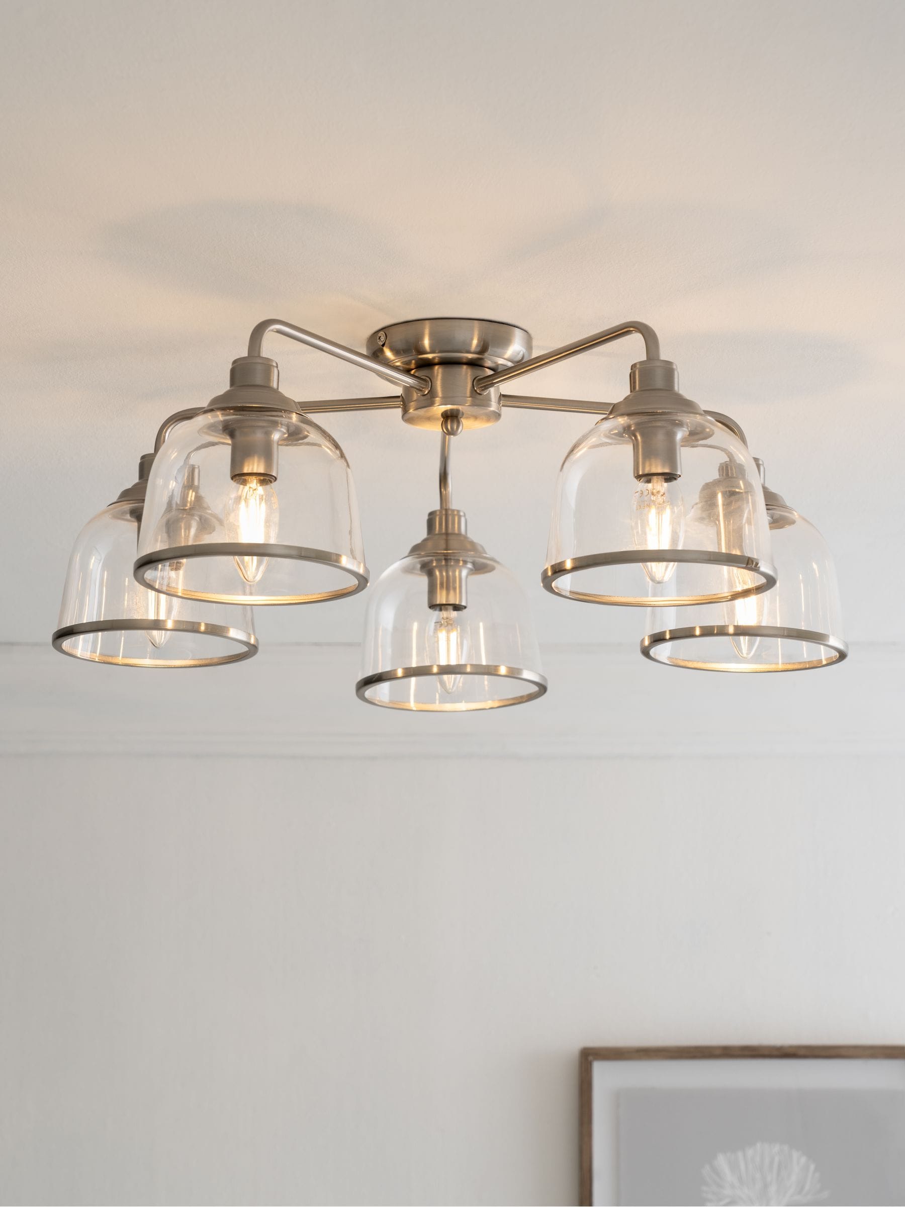 Brushed Nickel Gloucester 5 Light Flush Ceiling Light