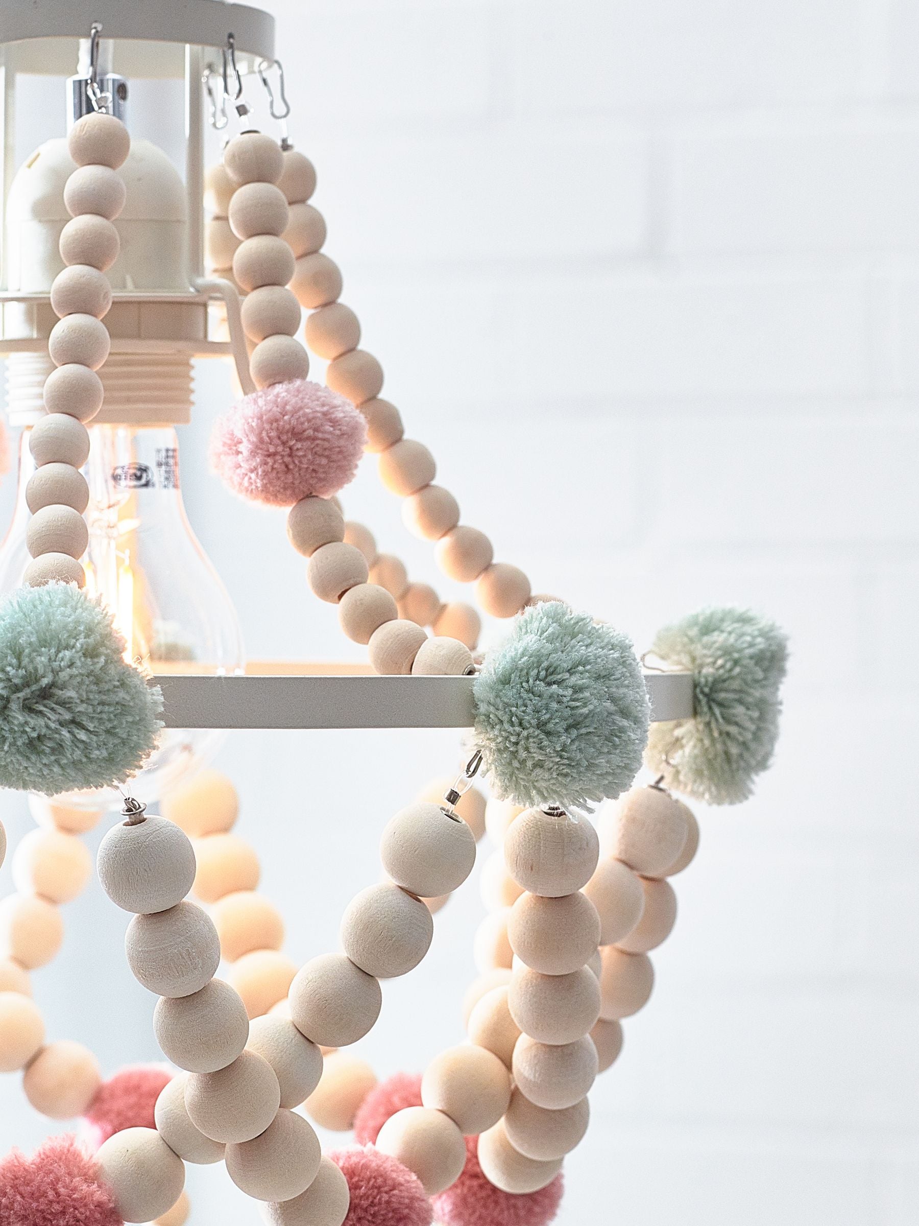 Tahlia pom pom chandelier light shade (British brand)