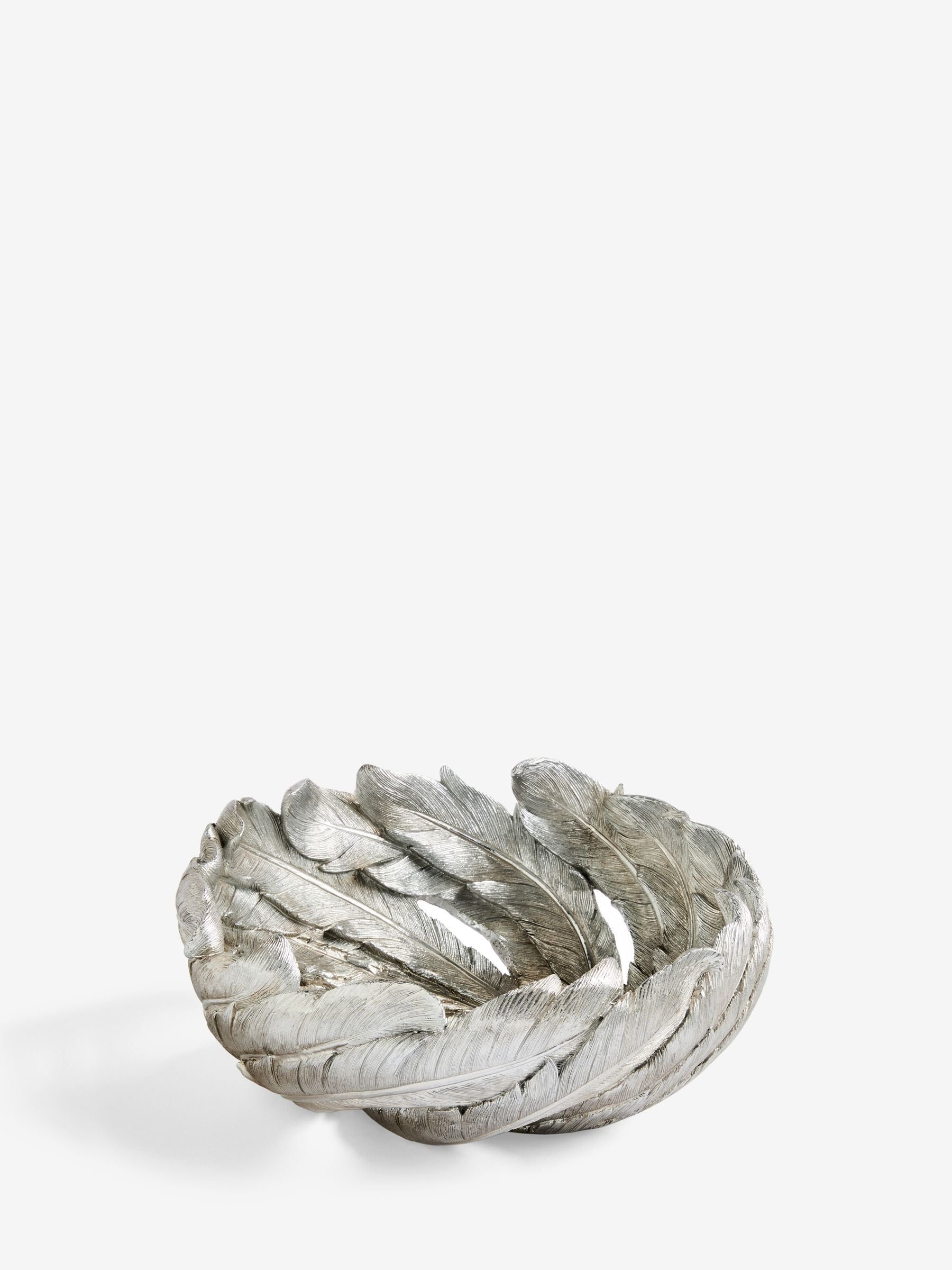 Decorative bowl silver curved feather 28.5cm diameter, UK version