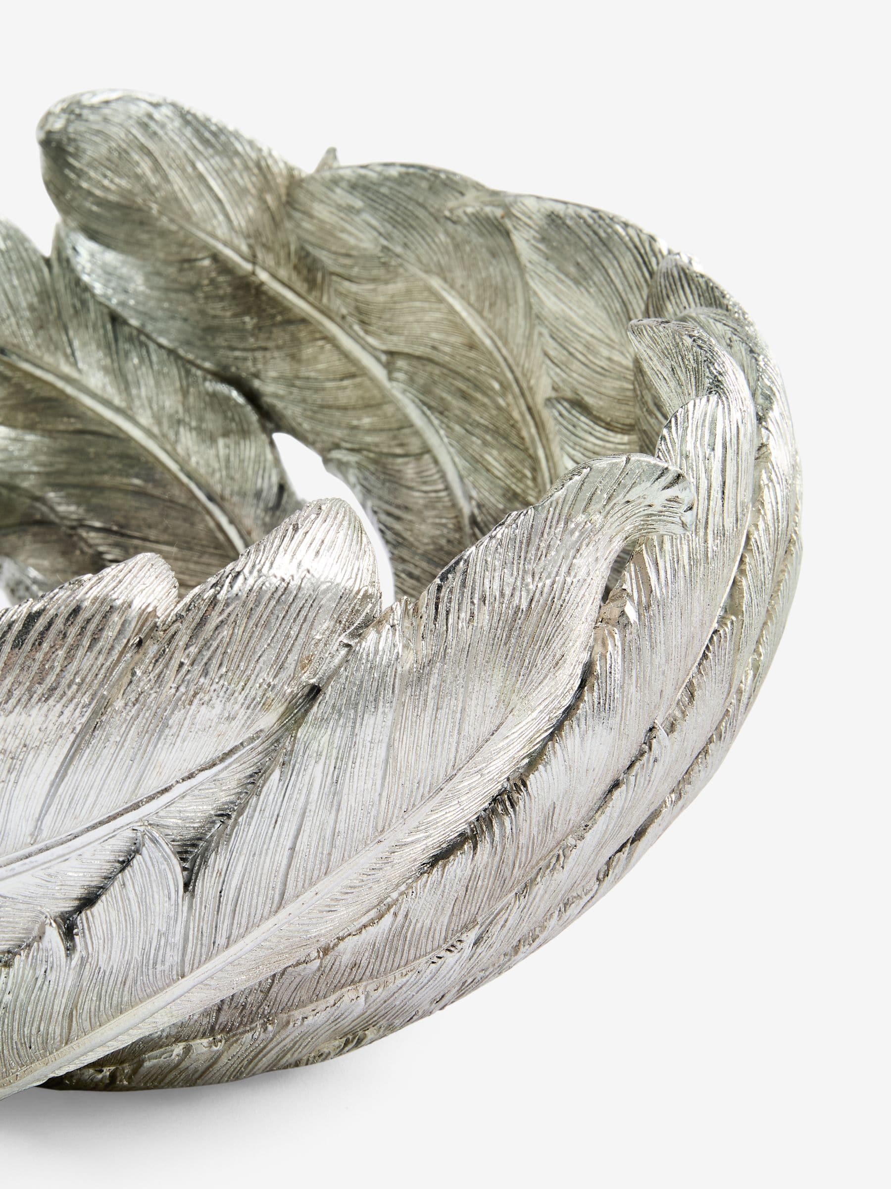 Decorative bowl silver curved feather 28.5cm diameter, UK version
