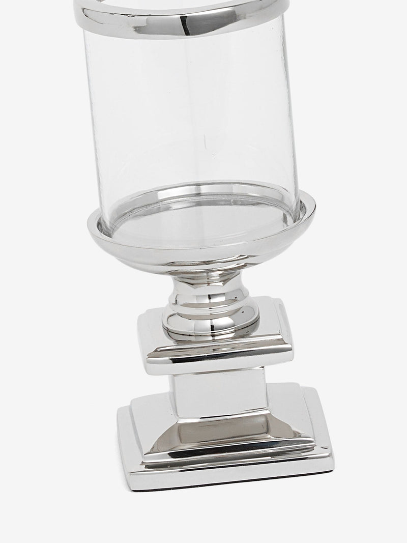 Laura Ashley silver glass hurricane candle holder 29cm, UK version