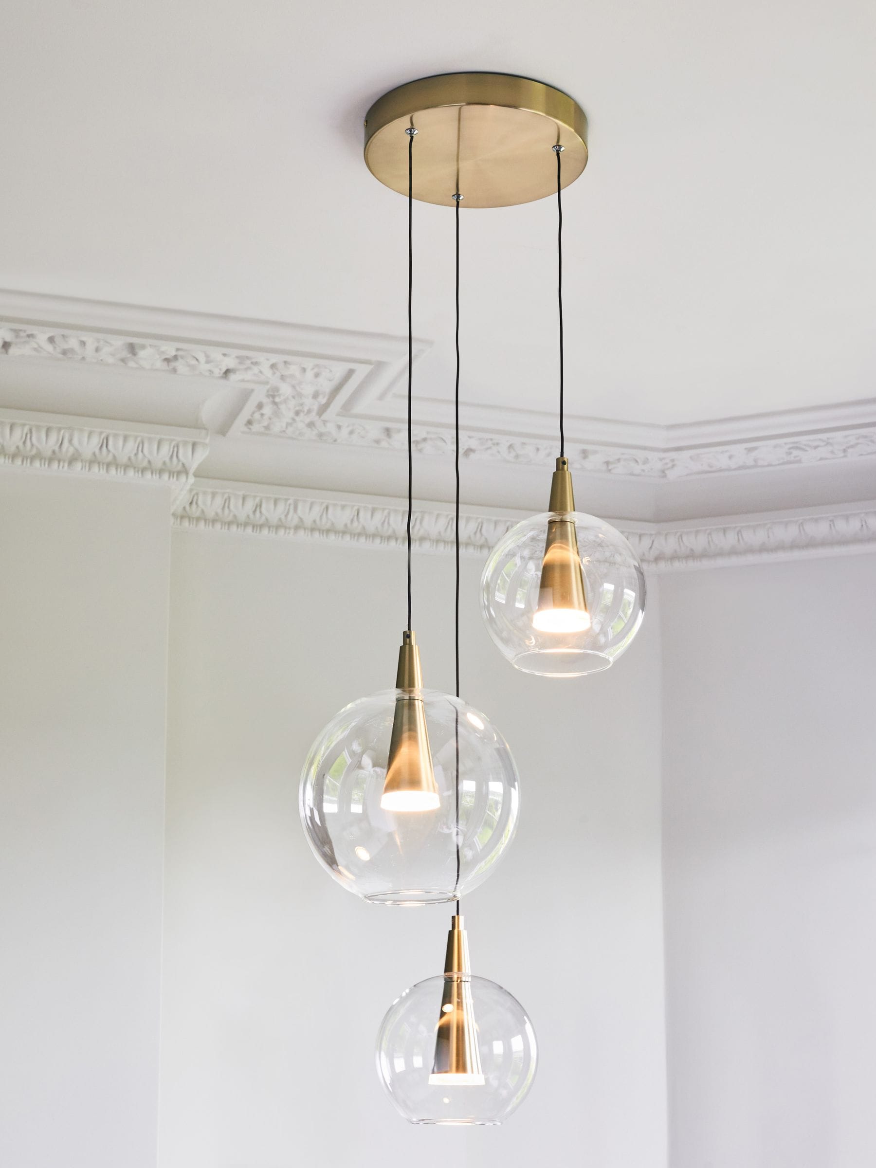 Brass Elara 3 light cluster ceiling light, UK version