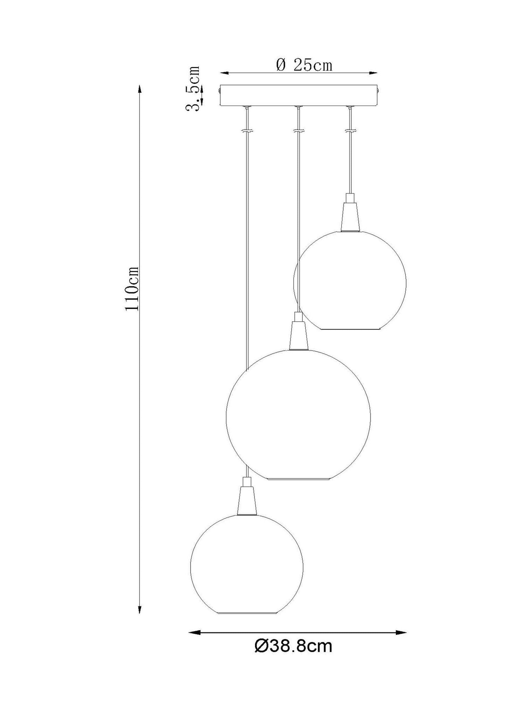 Brass Elara 3 light cluster ceiling light, UK version