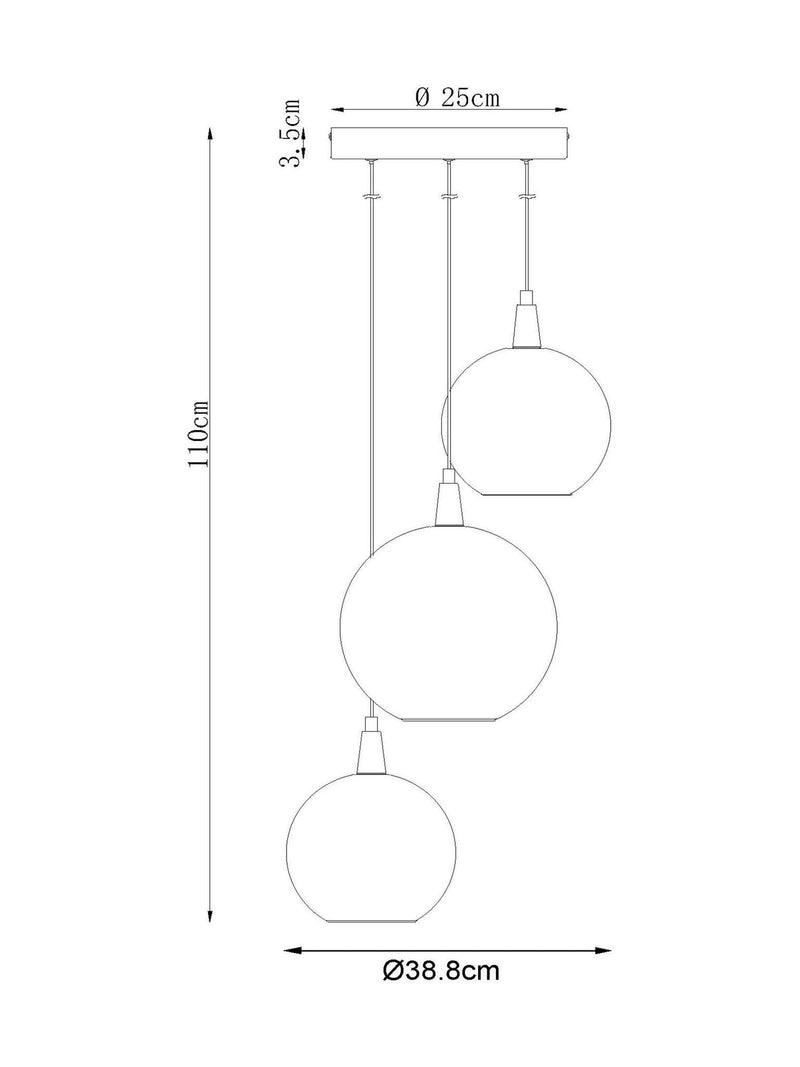 Brass Elara 3 light cluster ceiling light, UK version