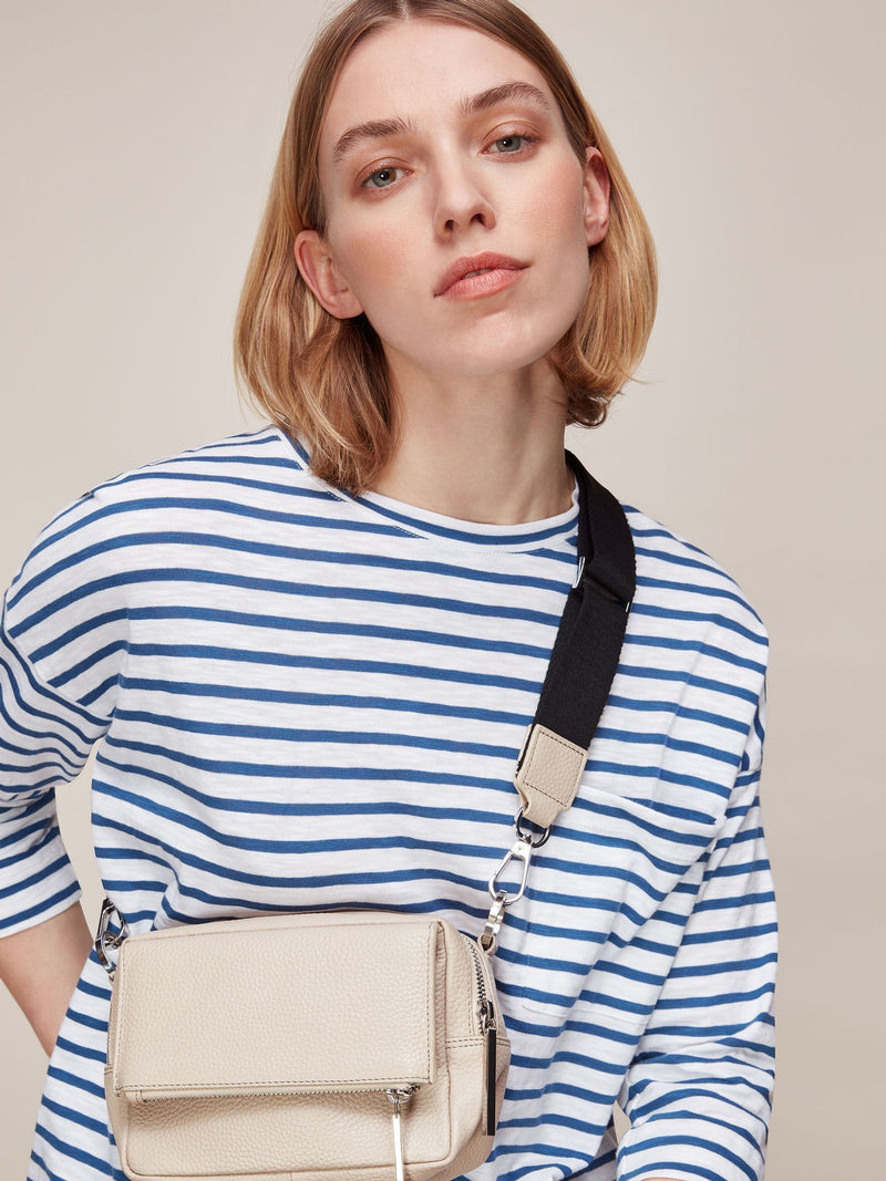 Whistles nude Bibi chocolate cross-body bag, imported from the UK
