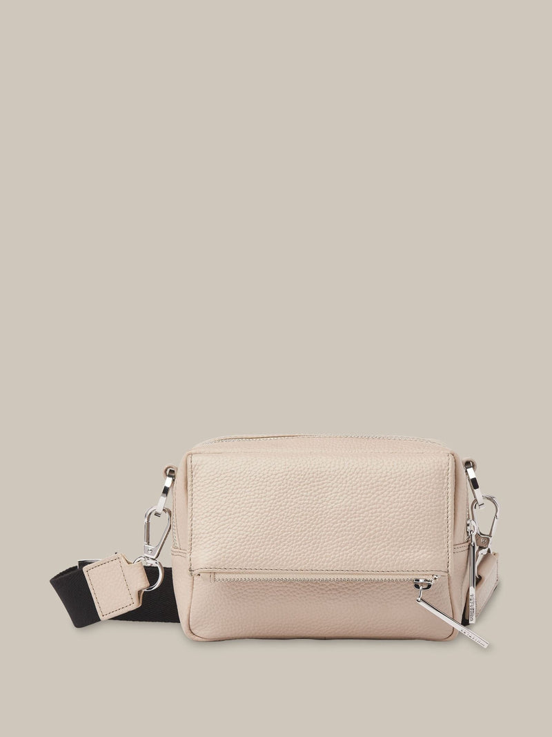 Whistles nude Bibi chocolate cross-body bag, imported from the UK