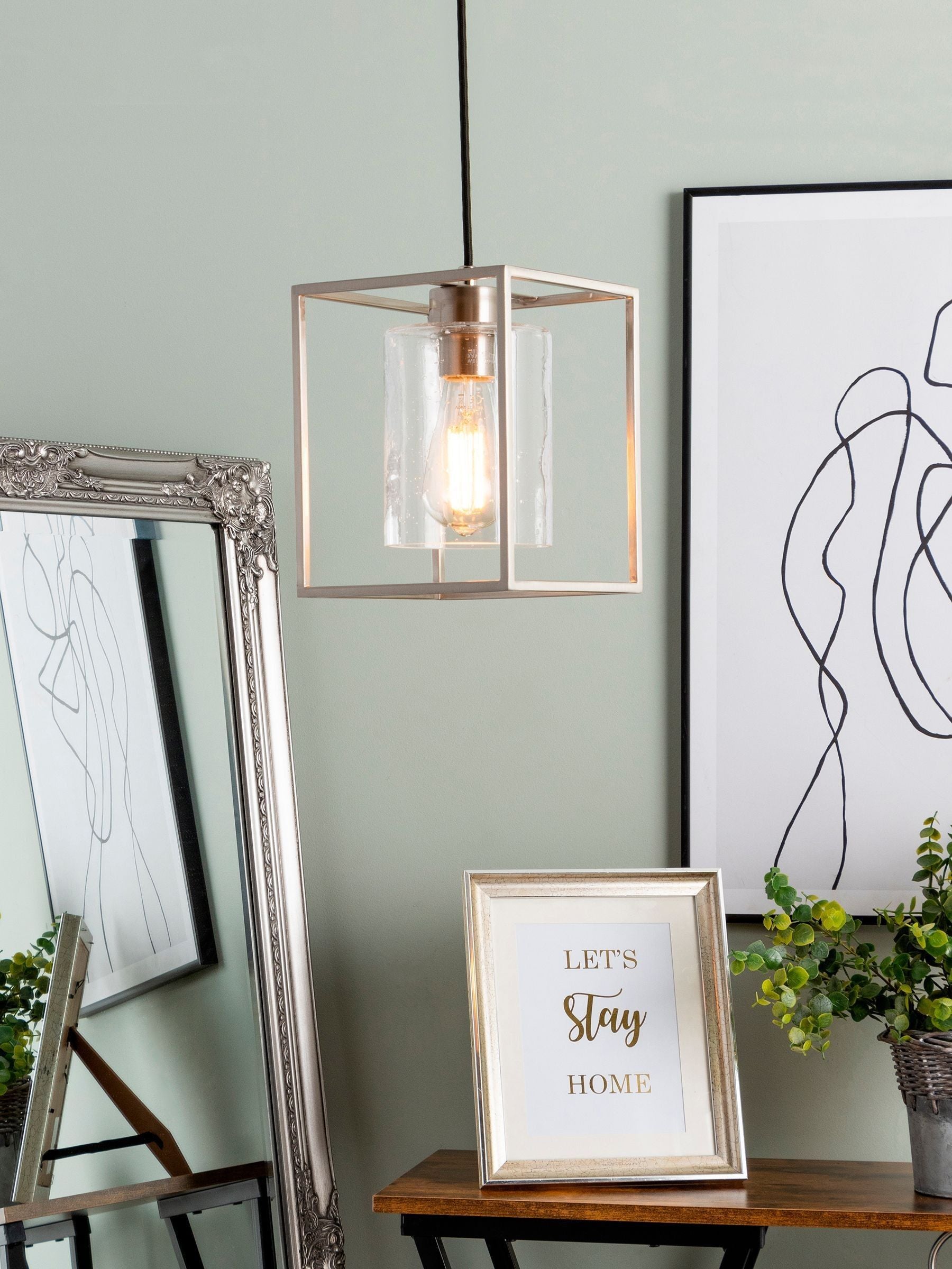 BHS Hardy 1 light cage pendant ceiling light matt black British brand