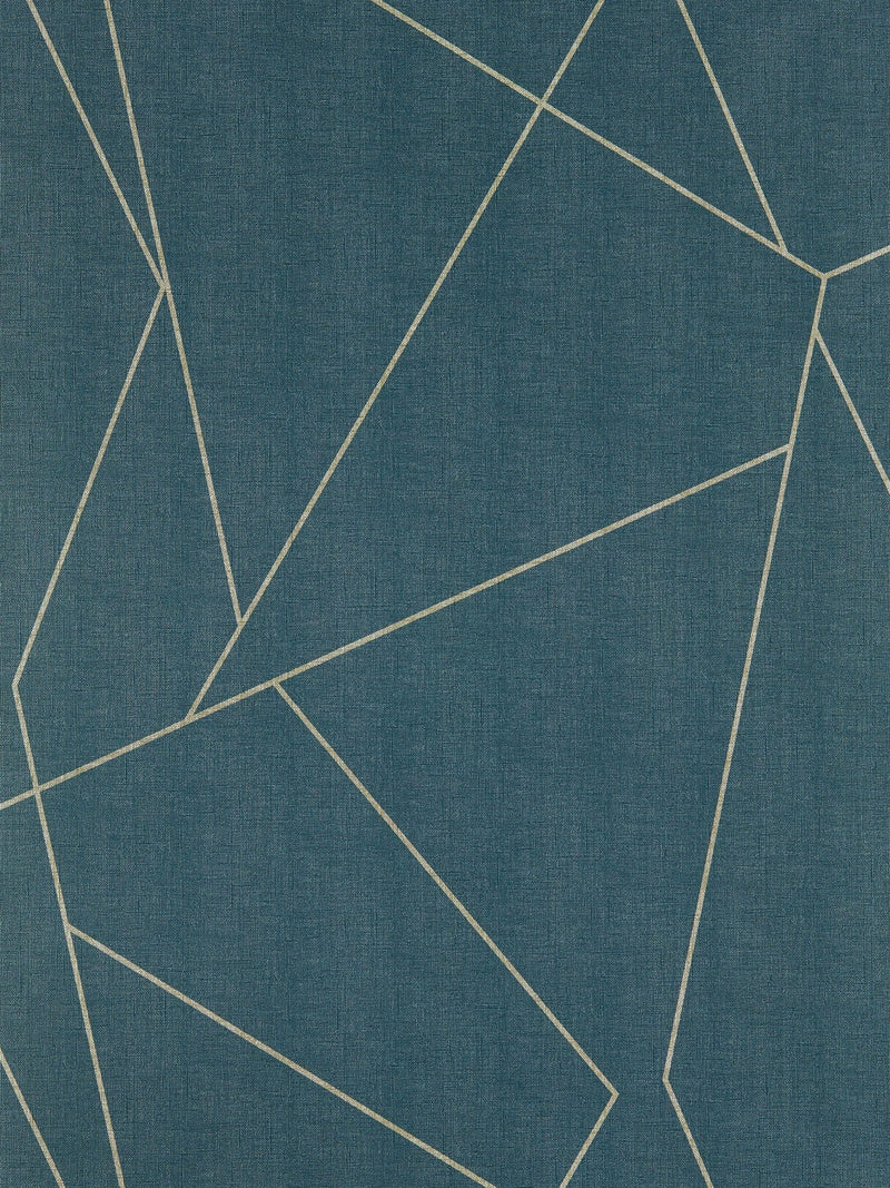 Harlequin Blue Parapet wallpaper sample with embossed linen texture - British product