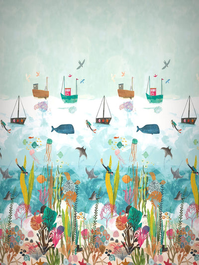 Next Harlequin Blue Above & Below Children's Wallpaper Sample- Buy online at McGrocer